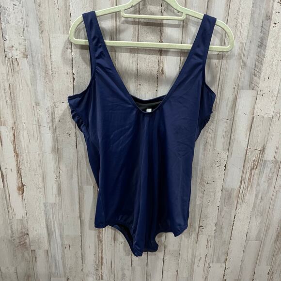 Lands End Navy Women's Tugless One Piece Swimsuit Chlorine Resistant 18 NWOT - Picture 3 of 5